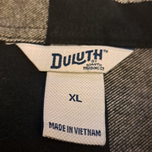 DULUTH Women's Buffalo Plaid Check Black Off White Flannel Cotton Shirt Sz XL - Picture 3 of 10